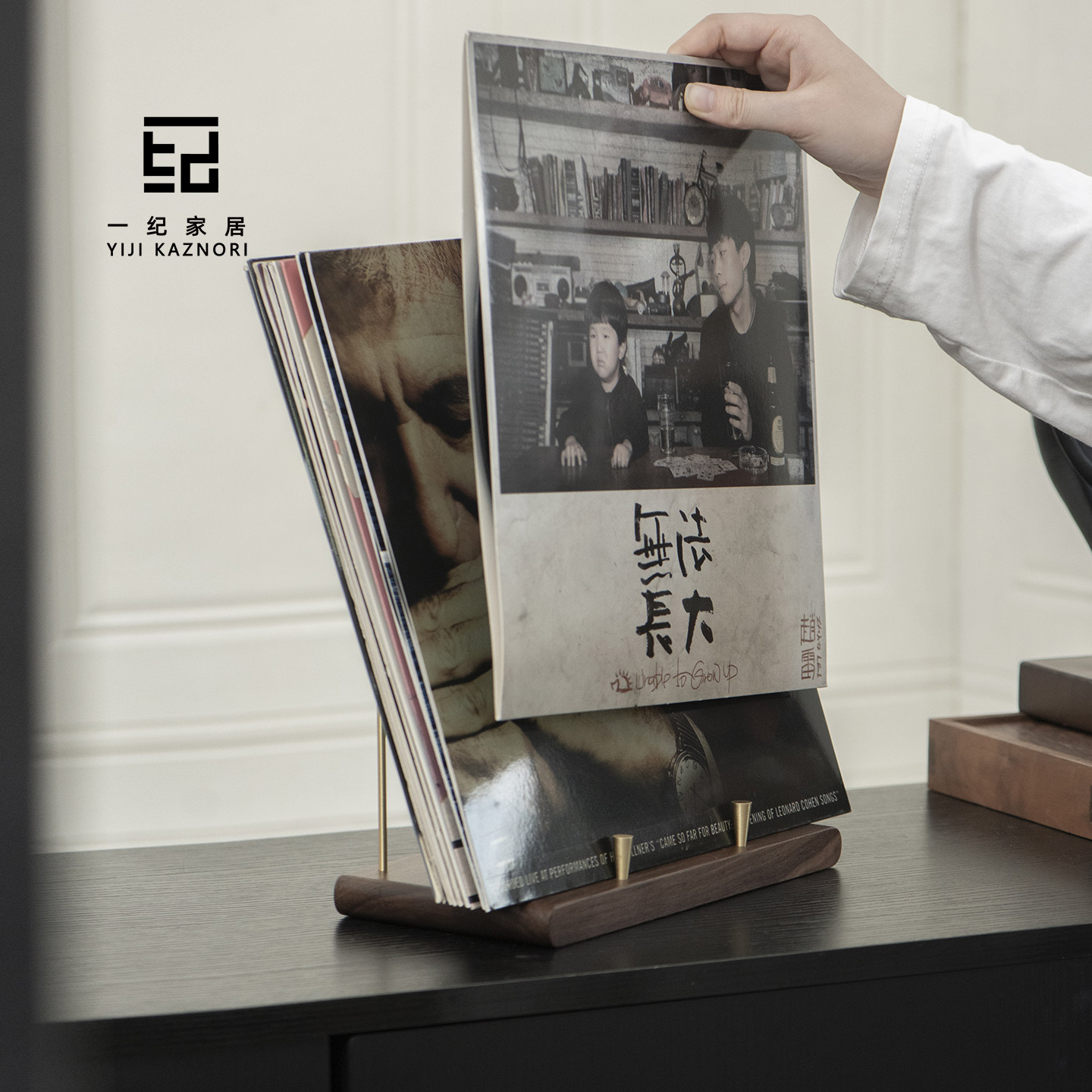 黑胶展示架唱片cd碟子摆件收藏收纳架实木桌面立式多功能存放底座