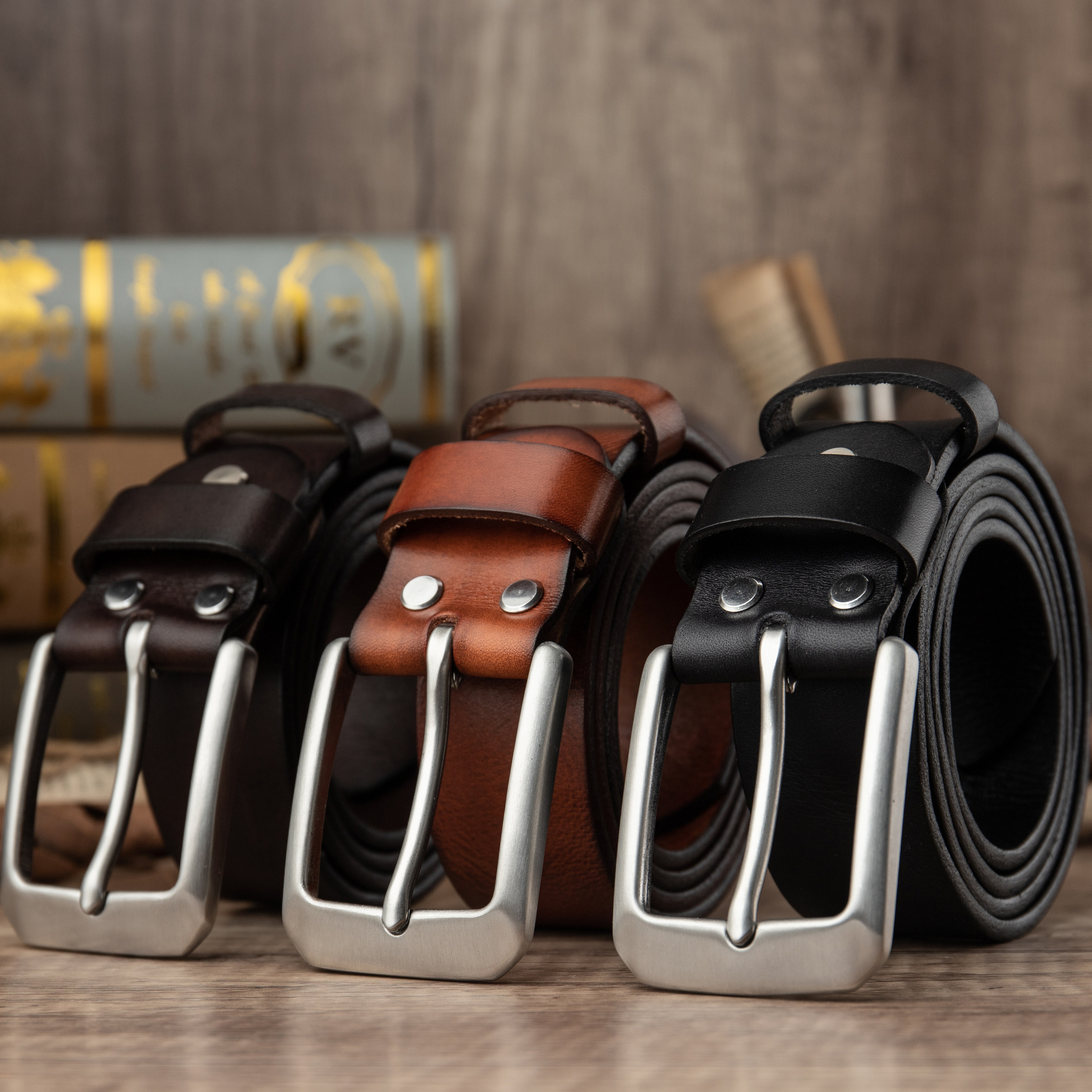 头层牛皮钢扣男士纯牛皮真皮皮带复古时尚百搭牛皮裤腰带商务敲鼓