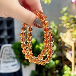 店铺福利天然暴力黄黄水晶9mm珠单圈素圈手链串土礼物多样性发一