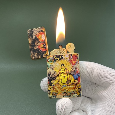 鎏金珐琅彩貔貅麒麟黄财神打火机