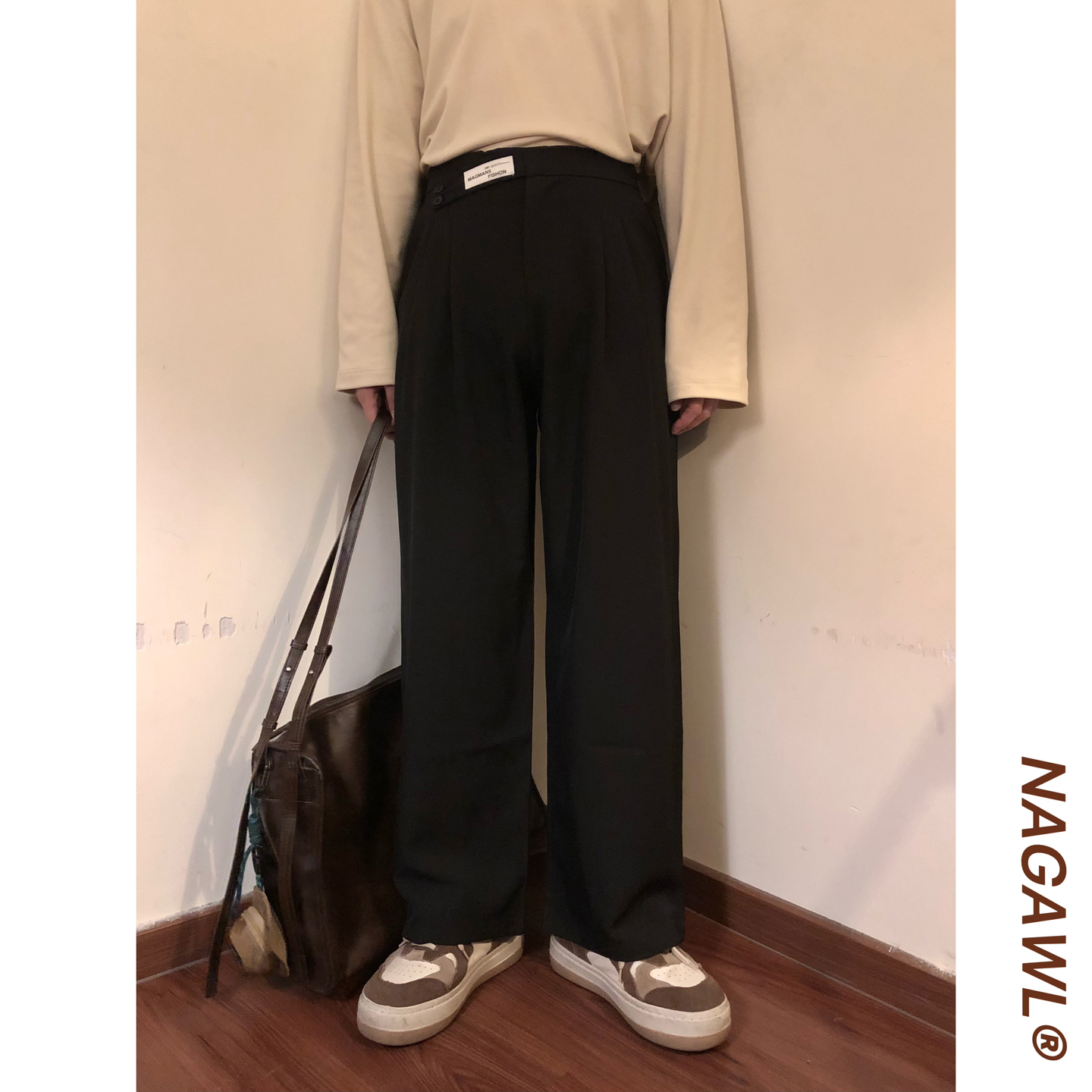 NAGAWL秋季美式复古宽松潮牌休闲百搭直筒阔腿西裤休闲简约长裤男