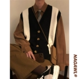 Осенний японский ретро кардиган, свитер для влюбленных, трикотажный жилет, оверсайз