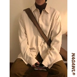 Демисезонная японская ретро абрикосовая рубашка для отдыха, оверсайз