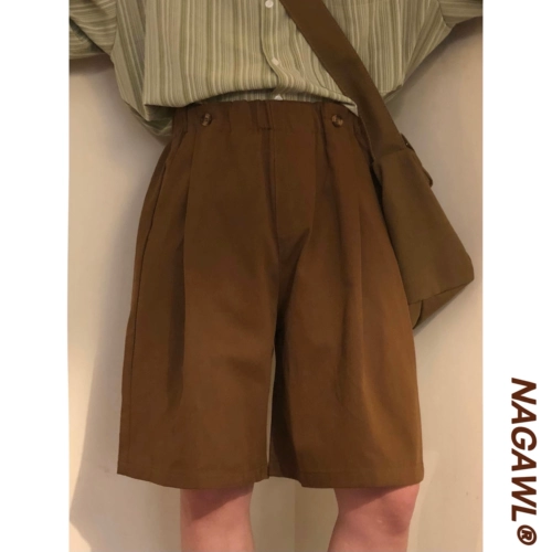 Кофейные модные японские штаны, мужские шорты для отдыха, свободный крой, США