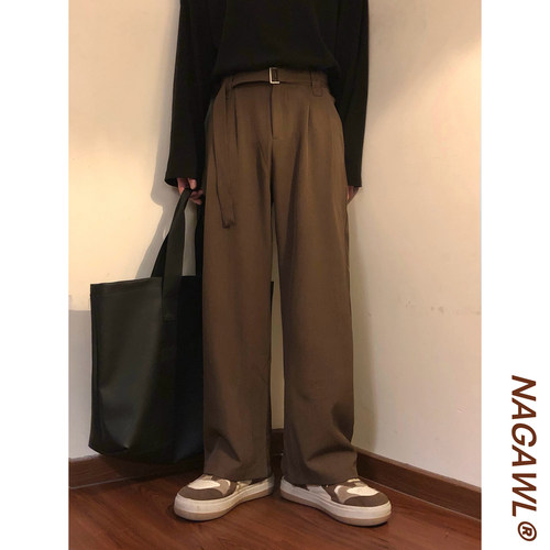 NAGAWL冬季cleanfit宽松日系纯色学院风潮牌西裤休闲裤子长裤男女