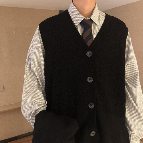 Японский ретро трендовый трикотажный кардиган, жилет, свитер, свободный крой