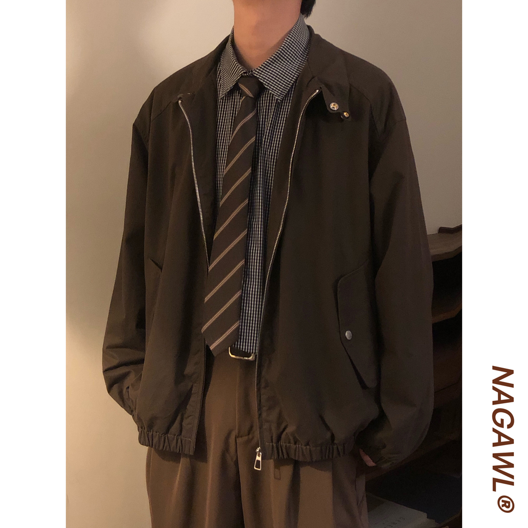 NAGAWL2025春美式复古街头痞帅高级感立领cleanfit工装夹克外套男