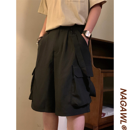 NAGAWL2025夏季新款美式复古宽松休闲百搭阔腿工装五分裤短裤男潮
