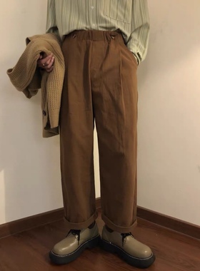 NAGAWL咖色宽松阔腿裤潮牌日系复古cityboy直筒工装裤男美式休闲