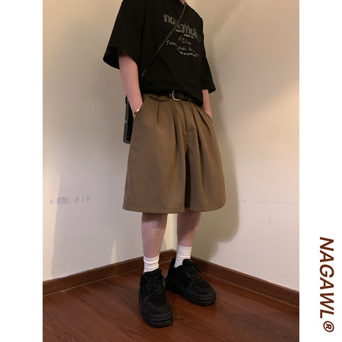 NAGAWL2026夏季美式复古休闲风双褶休闲短裤男宽松百搭潮牌五分裤