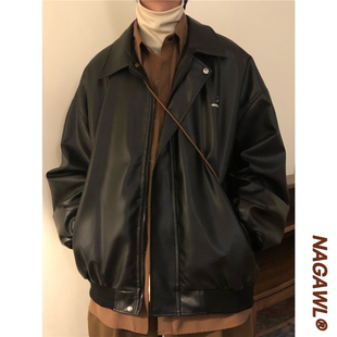 潮牌pu皮外套男bf潮流机能风宽松街头痞帅夹克 美式 NAGAWL春季 新款