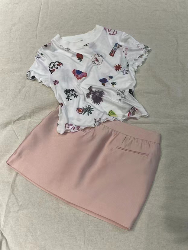 特价予你withyou小众独特印花短袖T恤显瘦百搭短款圆领街头风上衣