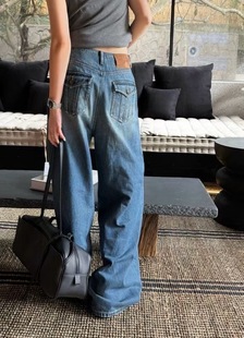 Dressqueen深圳南油一体直筒裤 牛仔裤