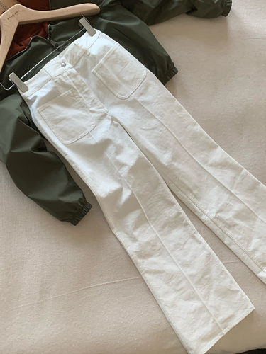 2026春夏神裤lp老钱风高级纹理感双口袋亚麻混棉白牛仔阔腿裤