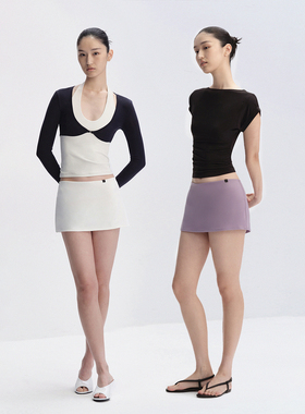 RA everyday 运动感瑜伽弹力A摆裤裙 白色/黑色/紫色