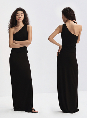 RA everyday 蕾丝斜肩遮副乳螺纹无袖上衣 黑色/紫色