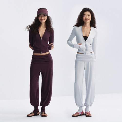 RA everyday 时髦轻运动堆堆腰踩脚羊腿裤 黑色/紫色/奶蓝色