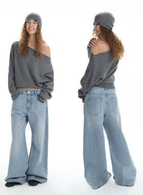 RA everyday 中腰WA宽松阔腿牛仔裤 23浅蓝/01原牛