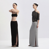 everyday 黑色 经典 on侧开叉长半裙 灰色 优雅弹力Slip