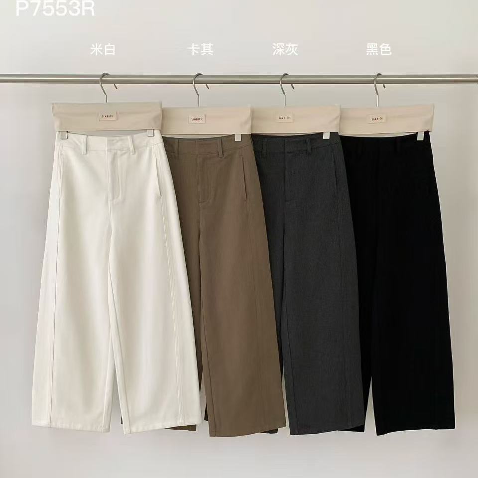 纯色高级感宽松阔腿直筒休闲裤