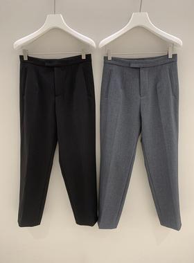 WUZHI 高腰纯色简约直筒加绒小西裤九分裤西装裤6347H