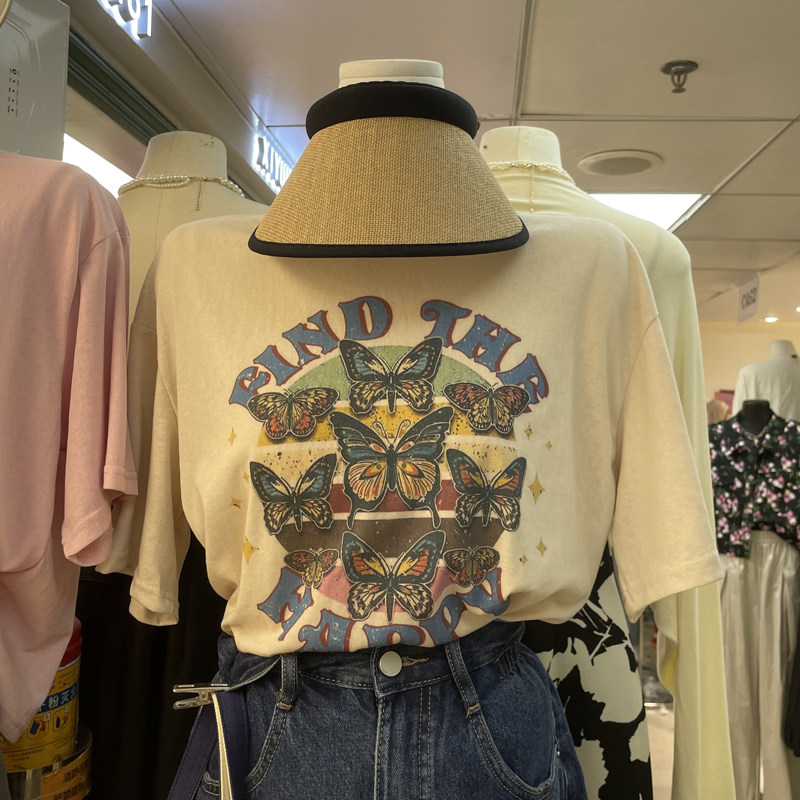 mtwo 圆领字母卡通图案宽松短袖t恤622