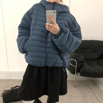 纯色高级感半扣白鸭绒套头羽绒服