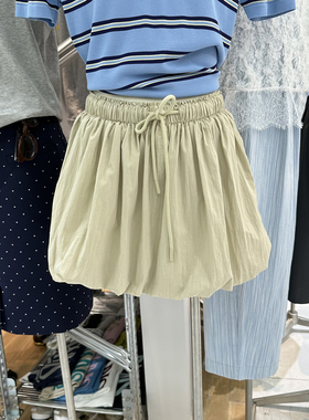TRUST ME 抽绳松紧腰褶皱云朵荷叶边防走光内衬半身裙短裙24281