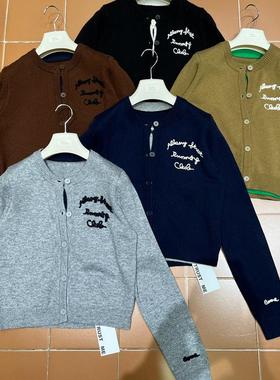 PEACE 圆领字母图案澳毛绒假两件针织衫毛衣开衫31344