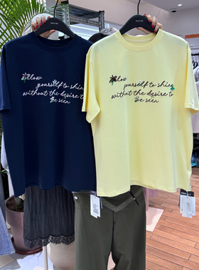 TRUST ME 圆领字母小花刺绣宽松短袖T恤百搭上衣14349