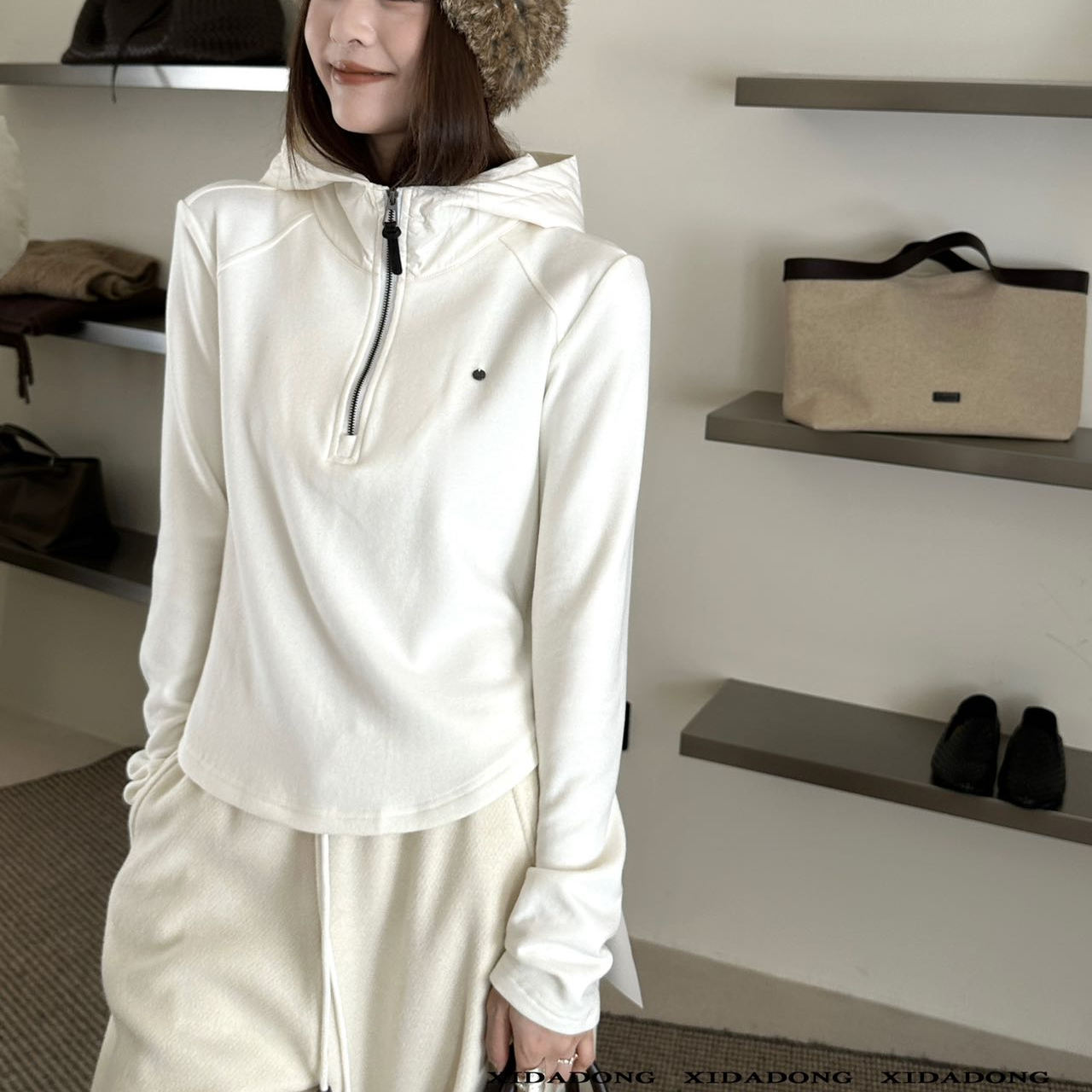 纯色高级感半扣修身长袖T恤