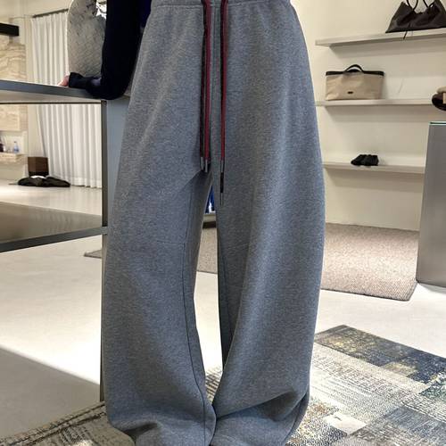 纯色宽松阔腿加绒休闲裤