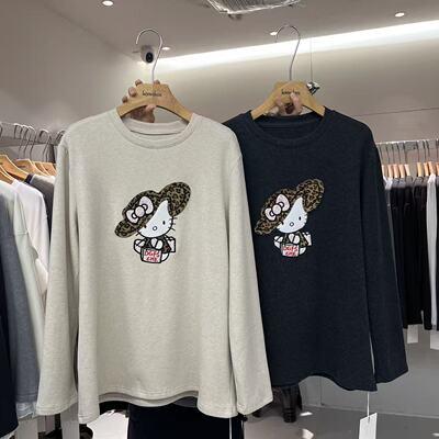 卡通图案磨毛厚款宽松长袖T恤