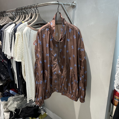 蝴蝶结满印薄款宽松长袖风衣外套