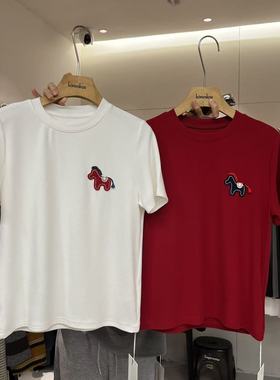 HANMIGAO 圆领小马图案宽松短袖T恤打底衫63611