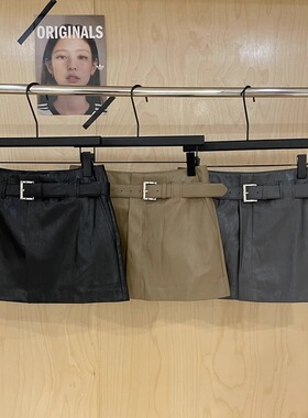 TRUST ME 高腰纯色防走光内衬PU皮半身裙短裙31173