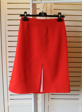 捡漏气质前开叉高腰A字裙过膝半身裙中裙1002