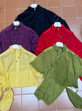 PEACE 纯色可拆袖子下摆抽绳薄款风衣外套防晒衣14535