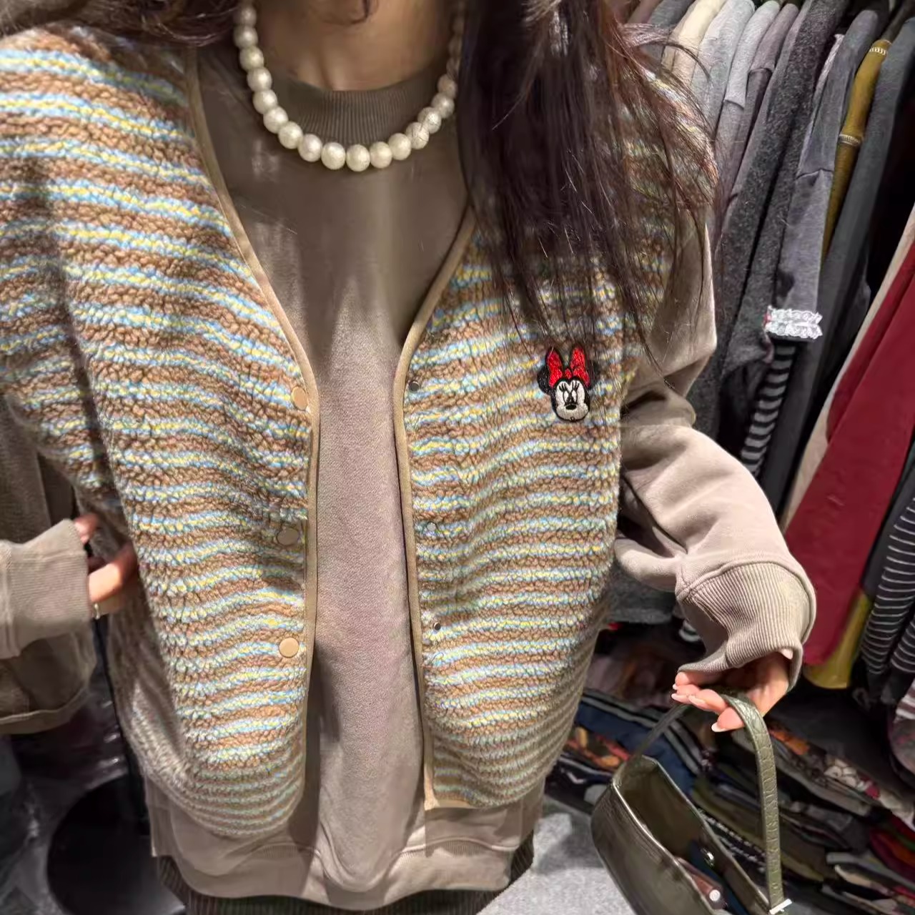 DUODUO圆领卡通刺绣条纹马夹