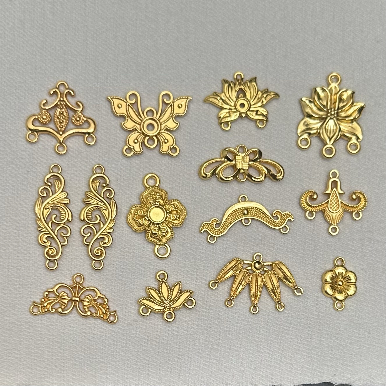 10个价合金镀金多孔流苏挂头连接件古风汉服发簪耳环diy材料