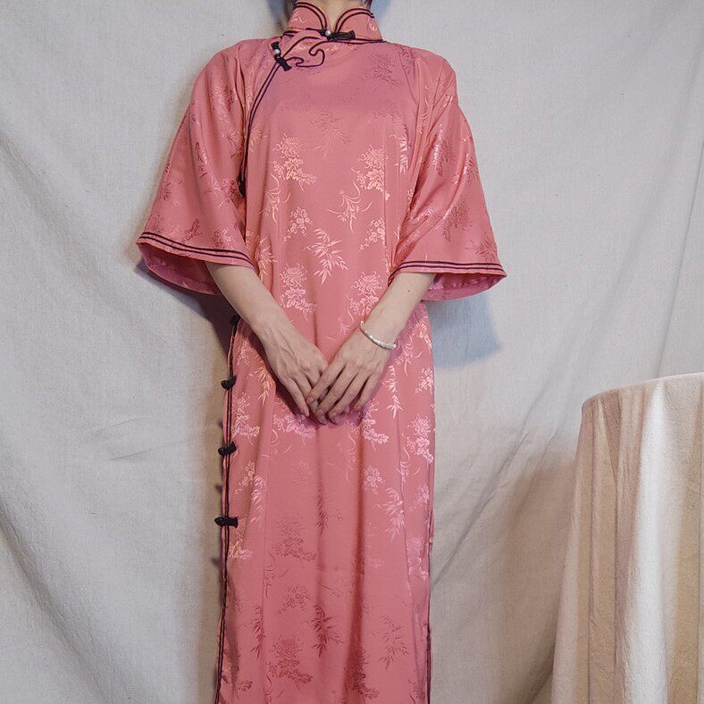 风花雪月春夏新民国风如意云头倒大袖老缎子古法旗袍