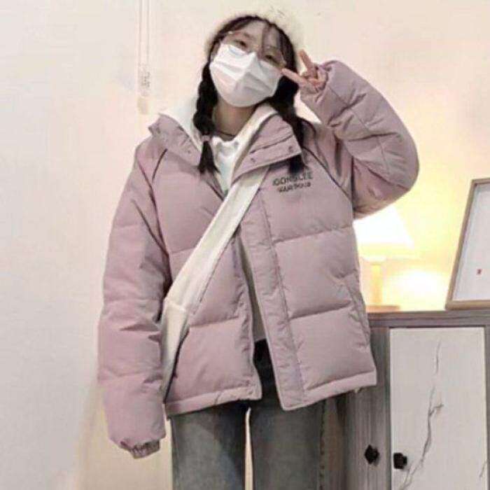 学院风韩版粉色棉衣面包服外套女暖冬加厚Chic甜美百搭学生棉服潮