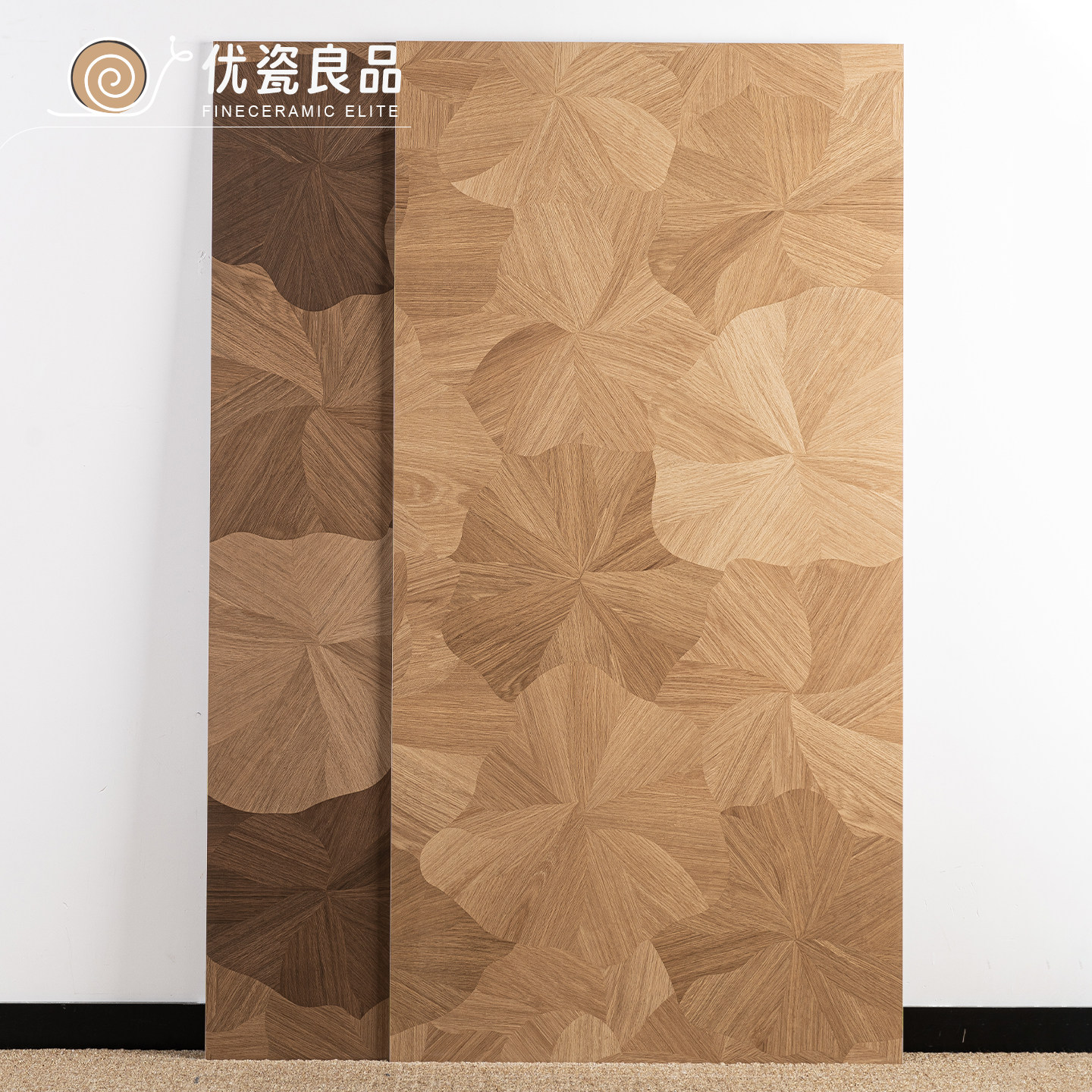 复古中古风异形荷叶拼接木纹砖中式客厅卧室民宿门店地砖600x1200