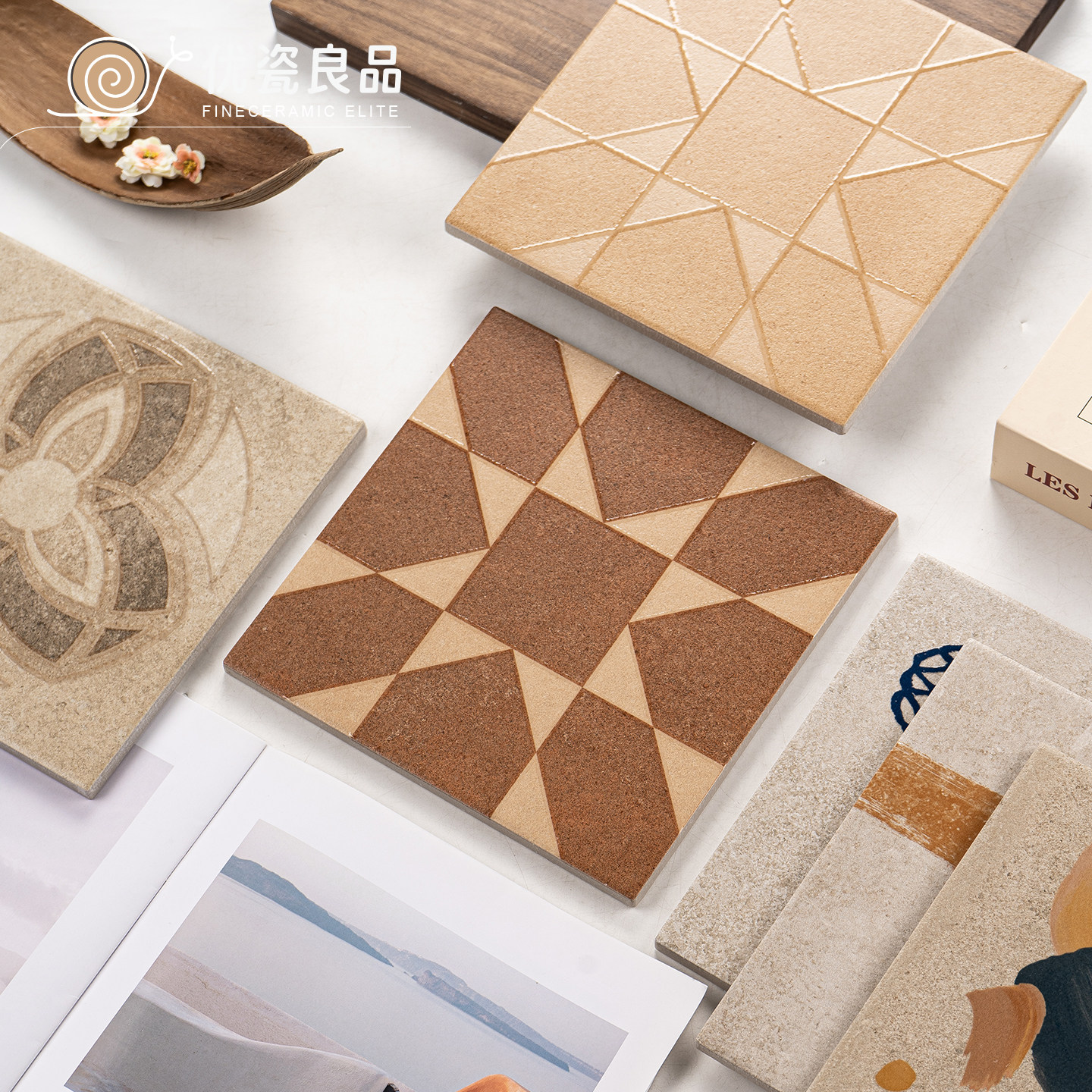 南洋复古风卫生间瓷砖厨房仿古砖棕色阳台花砖防滑地板砖200x200