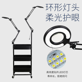 美容院纹身移动工作推动式 置物架画画多功能三层小推车带灯带滑轮