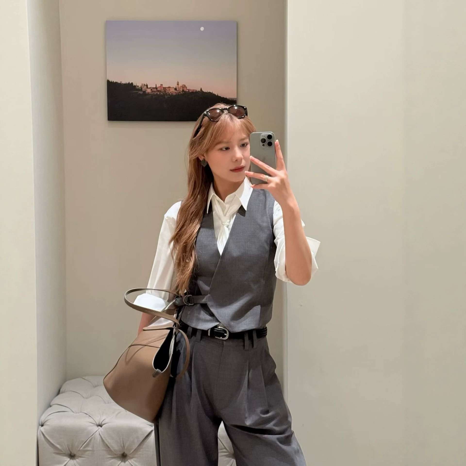深圳老钱风BC羊毛阔腿裤显腿型职场感高知女性阔腿裤西裤西装套装