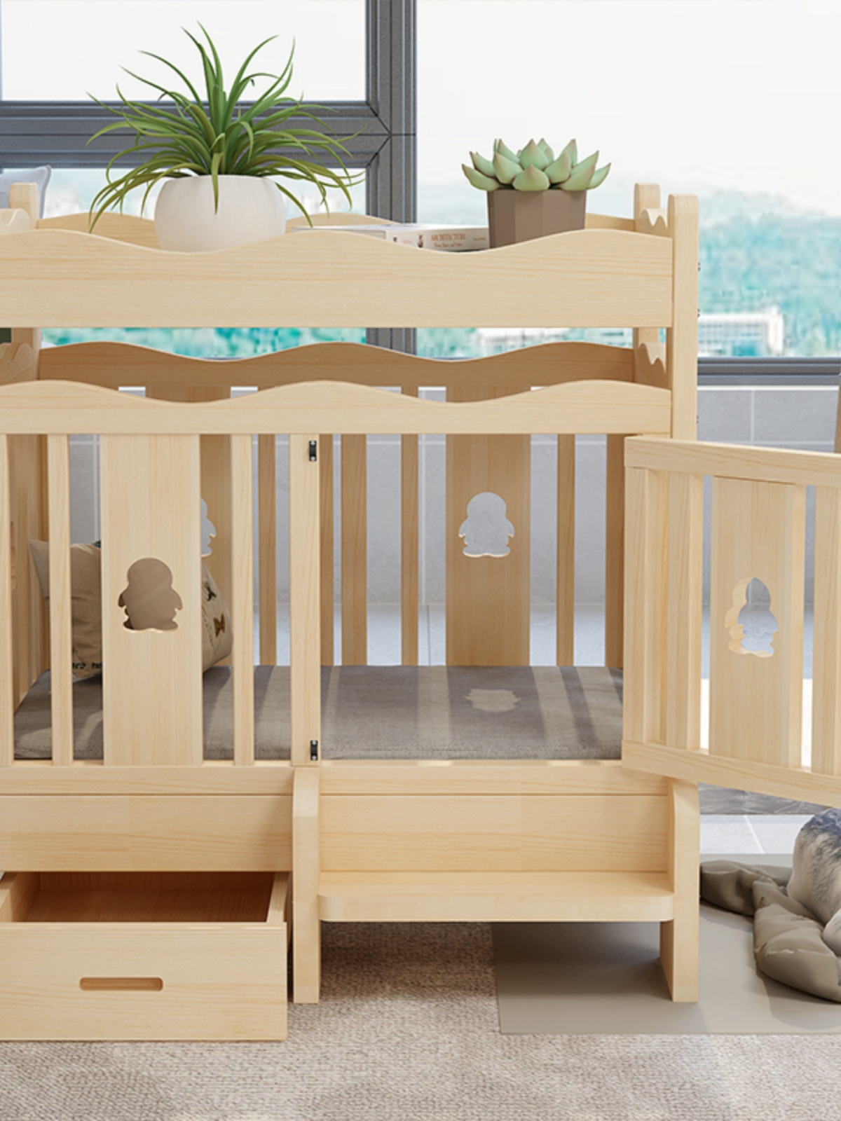 宠物床狗床实木双层特价床泰迪公主欧式木质狗窝四季通用可拆洗i.