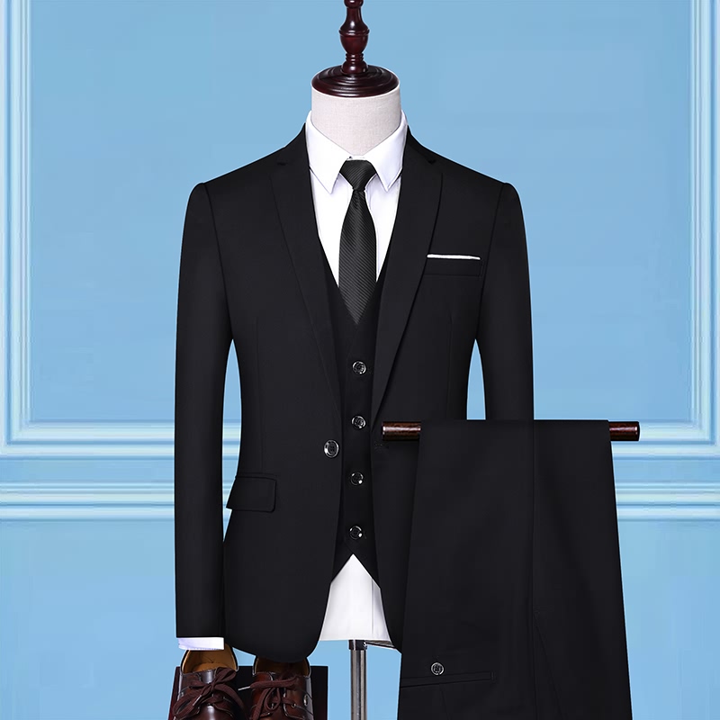 新款男装西装三件套婚礼宴会西服职业装修身时尚英伦风306P160，男装西服套装，星座1706-1