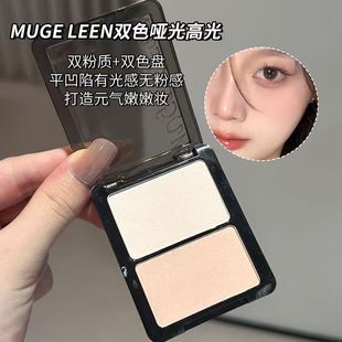 提亮面部平整度!双色高光哑光立体塑颜提亮卧蚕眼头修容盘初学者