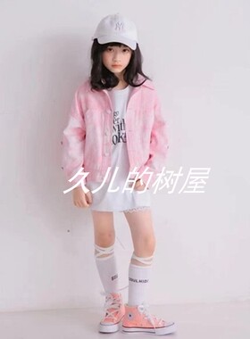 2021春夏新款韩依宝贝211127女中大童水洗棉扎染牛仔外套